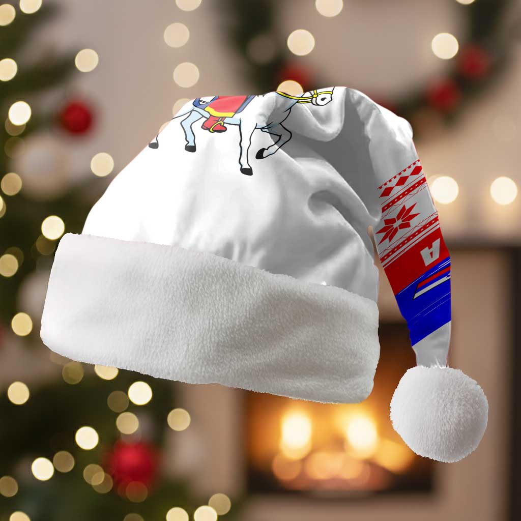 Slovenia Christmas Santa Hat with Saint Nicholas White Horse Snowflake Pattern and National Flag Design - Wonder Print Shop
