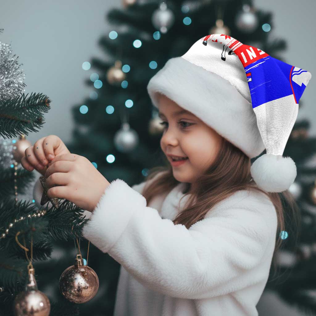 Slovenia Christmas Santa Hat with Saint Nicholas White Horse Snowflake Pattern and National Flag Design - Wonder Print Shop