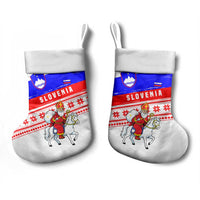 Slovenia Christmas Stocking with Saint Nicholas White Horse Snowflake Pattern and National Flag Design - Wonder Print Shop