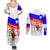 Slovenia Christmas Couples Matching Summer Maxi Dress and Long Sleeve Button Shirt with Saint Nicholas White Horse Snowflake Pattern and National Flag Design - Wonder Print Shop