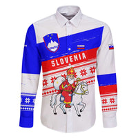 Slovenia Christmas Family Matching Mermaid Dress and Hawaiian Shirt with Saint Nicholas White Horse Snowflake Pattern and National Flag Design - Wonder Print Shop