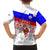 Slovenia Christmas Family Matching Off The Shoulder Long Sleeve Dress and Hawaiian Shirt with Saint Nicholas White Horse Snowflake Pattern and National Flag Design - Wonder Print Shop