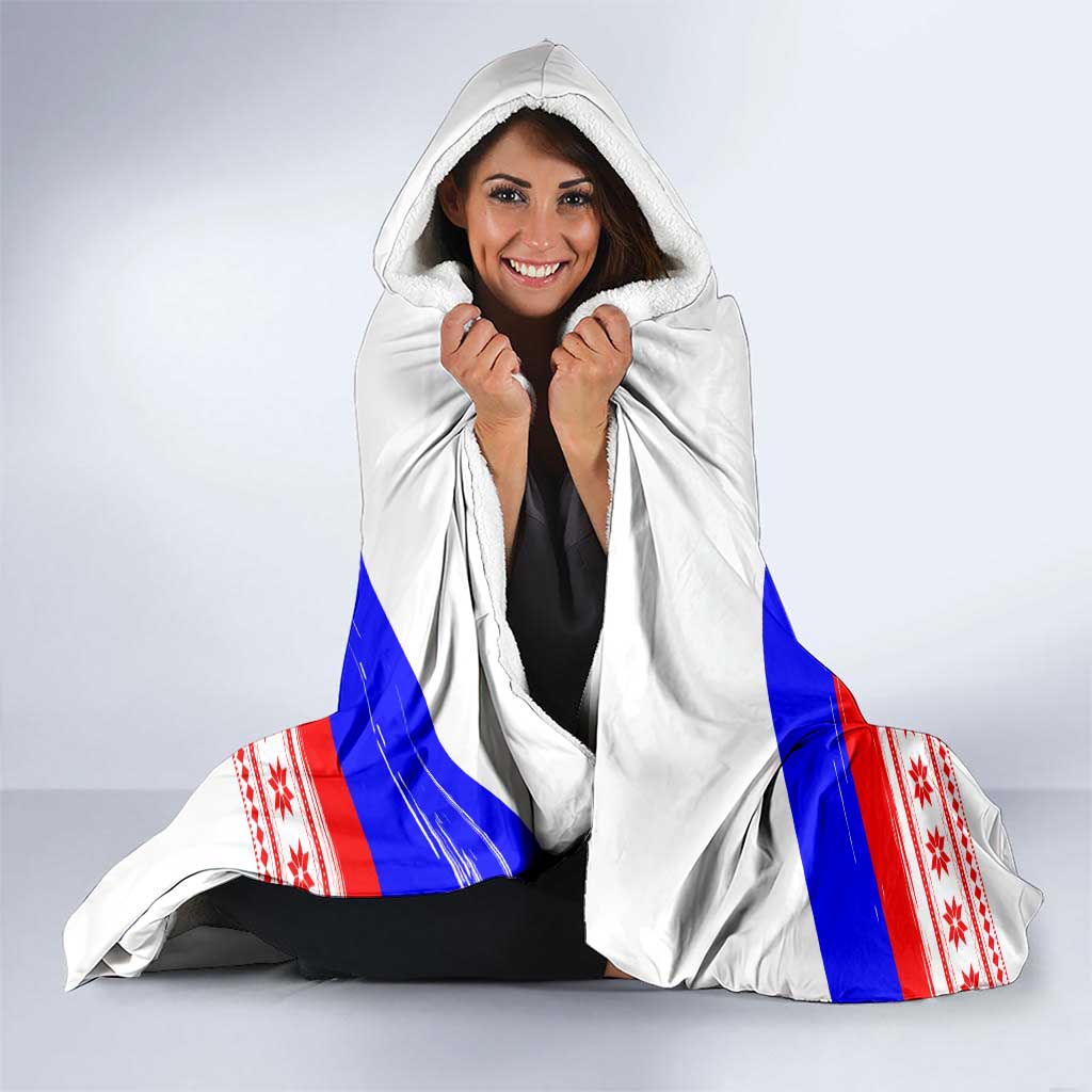 Slovenia Christmas Hooded Blanket with Saint Nicholas White Horse Snowflake Pattern and National Flag Design - Wonder Print Shop