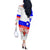 Slovenia Christmas Off The Shoulder Long Sleeve Dress with Saint Nicholas White Horse Snowflake Pattern and National Flag Design - Wonder Print Shop