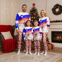 Slovenia Christmas Pajama Set with Saint Nicholas White Horse Snowflake Pattern and National Flag Design - Wonder Print Shop