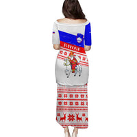 Slovenia Christmas Puletasi with Saint Nicholas White Horse Snowflake Pattern and National Flag Design - Wonder Print Shop