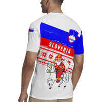 Slovenia Christmas Rugby Jersey with Saint Nicholas White Horse Snowflake Pattern and National Flag Design - Wonder Print Shop