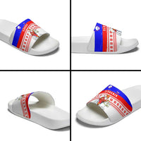 Slovenia Christmas Slide Sandals with Saint Nicholas White Horse Snowflake Pattern and National Flag Design - Wonder Print Shop