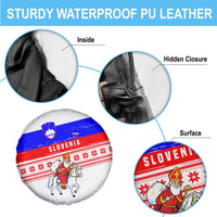 Slovenia Christmas Spare Tire Cover with Saint Nicholas White Horse Snowflake Pattern and National Flag Design - Wonder Print Shop