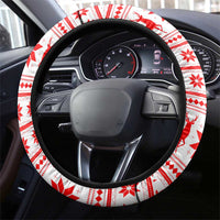 Slovenia Christmas Steering Wheel Cover with Saint Nicholas White Horse Snowflake Pattern and National Flag Design - Wonder Print Shop