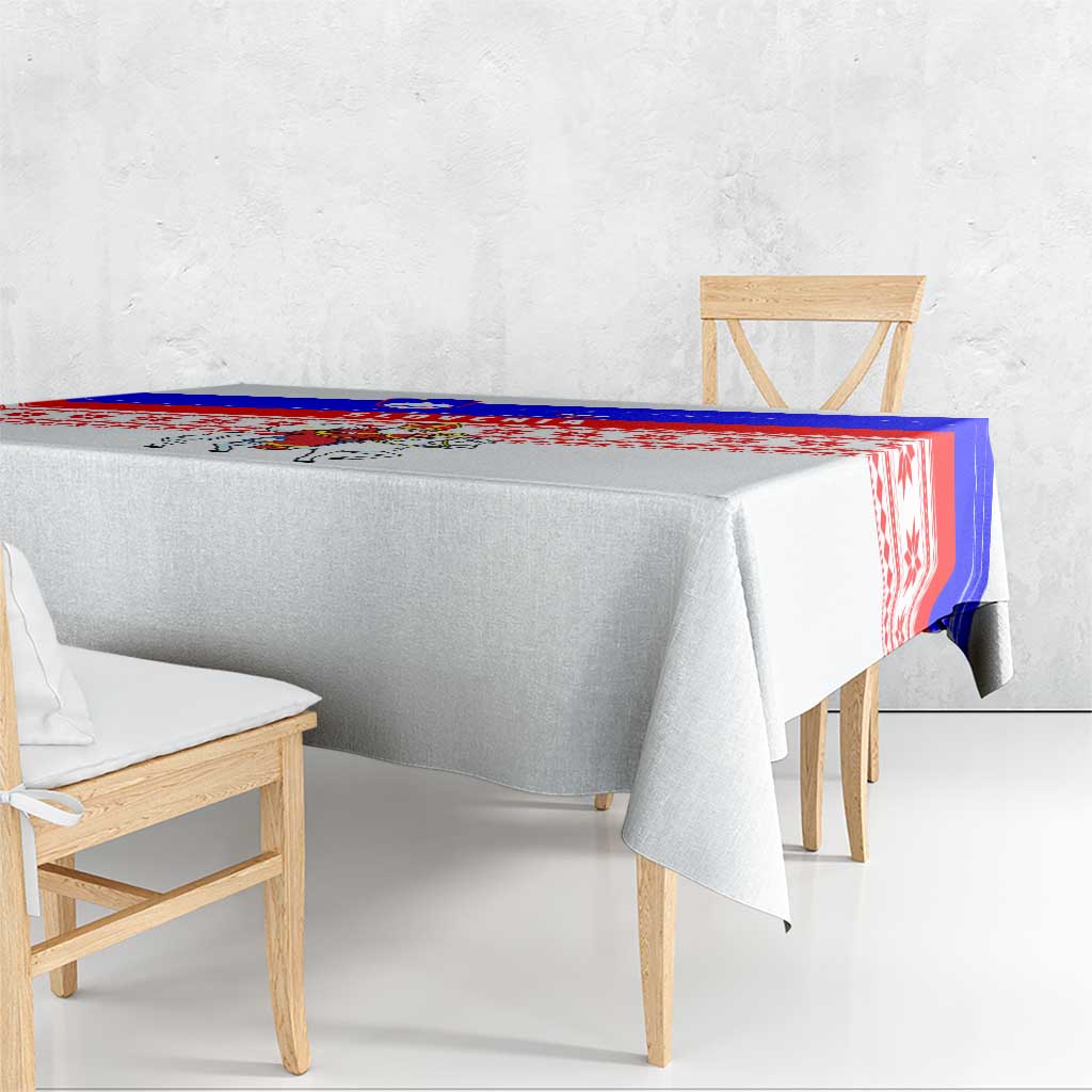 Slovenia Christmas Tablecloth with Saint Nicholas White Horse Snowflake Pattern and National Flag Design - Wonder Print Shop
