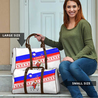 Slovenia Christmas Travel Bag with Saint Nicholas White Horse Snowflake Pattern and National Flag Design - Wonder Print Shop