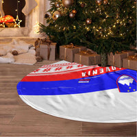 Slovenia Christmas Tree Skirt with Saint Nicholas White Horse Snowflake Pattern and National Flag Design - Wonder Print Shop