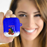 Slovenia Christmas AirPods Case with Bear Potica Cake Snowy Tree and National Emblem Design - Wonder Print Shop