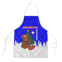 Slovenia Christmas Apron with Bear Potica Cake Snowy Tree and National Emblem Design - Wonder Print Shop