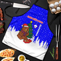 Slovenia Christmas Apron with Bear Potica Cake Snowy Tree and National Emblem Design - Wonder Print Shop