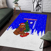 Slovenia Christmas Area Rug with Bear Potica Cake Snowy Tree and National Emblem Design - Wonder Print Shop
