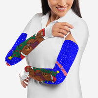 Slovenia Christmas Arm Sleeves with Bear Potica Cake Snowy Tree and National Emblem Design - Wonder Print Shop