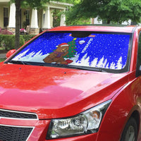 Slovenia Christmas Auto Sun Shade with Bear Potica Cake Snowy Tree and National Emblem Design - Wonder Print Shop