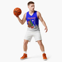 Slovenia Christmas Basketball Jersey with Bear Potica Cake Snowy Tree and National Emblem Design - Wonder Print Shop