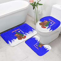Slovenia Christmas Bathroom Set with Bear Potica Cake Snowy Tree and National Emblem Design - Wonder Print Shop