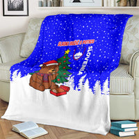 Slovenia Christmas Blanket with Bear Potica Cake Snowy Tree and National Emblem Design - Wonder Print Shop