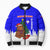 Slovenia Christmas Bomber Puffer Jacket with Bear Potica Cake Snowy Tree and National Emblem Design - Wonder Print Shop