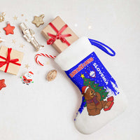 Slovenia Christmas Stocking with Bear Potica Cake Snowy Tree and National Emblem Design - Wonder Print Shop