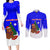Slovenia Christmas Couples Matching Long Sleeve Bodycon Dress and Long Sleeve Button Shirt with Bear Potica Cake Snowy Tree and National Emblem Design - Wonder Print Shop