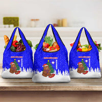 Slovenia Christmas Grocery Bag with Bear Potica Cake Snowy Tree and National Emblem Design - Wonder Print Shop