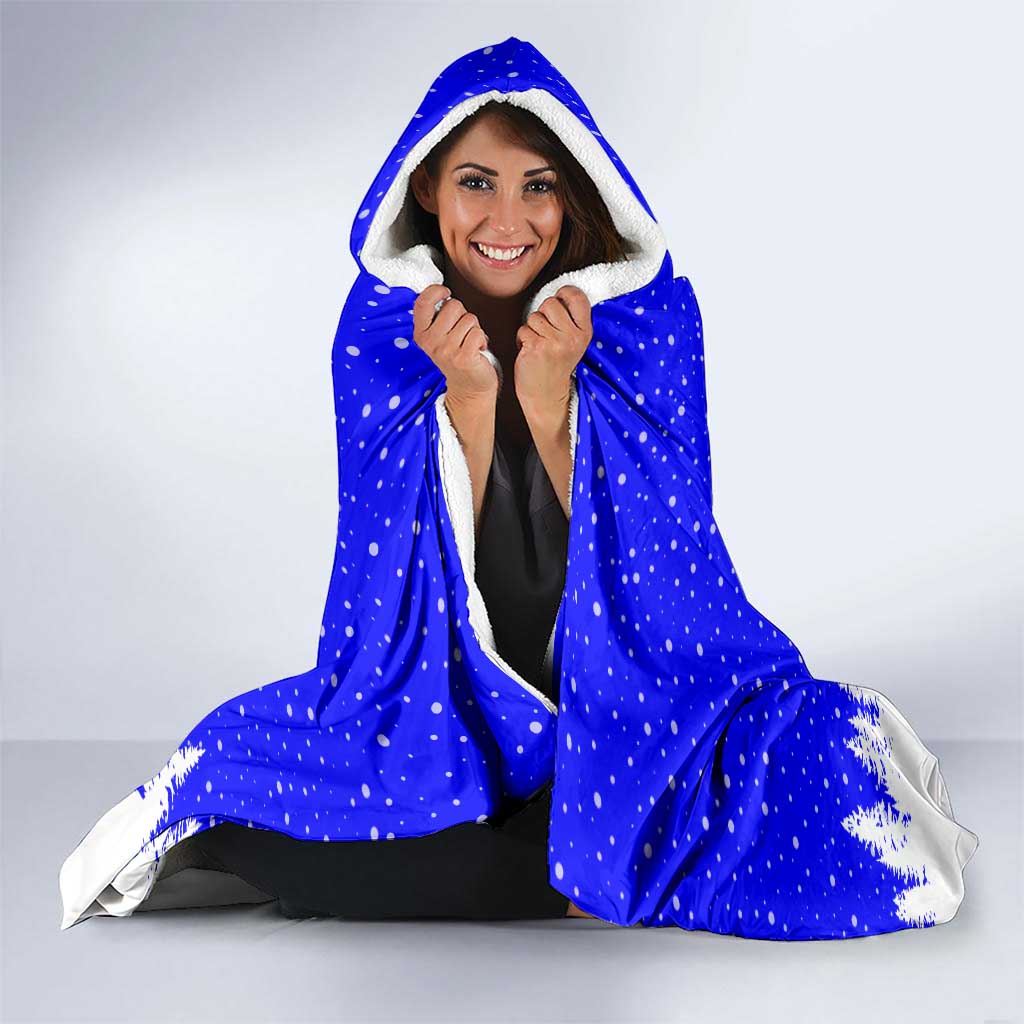 Slovenia Christmas Hooded Blanket with Bear Potica Cake Snowy Tree and National Emblem Design - Wonder Print Shop