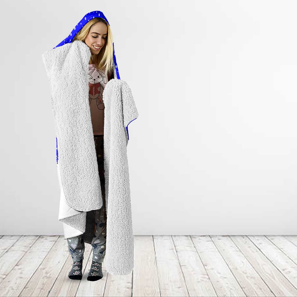 Slovenia Christmas Hooded Blanket with Bear Potica Cake Snowy Tree and National Emblem Design - Wonder Print Shop