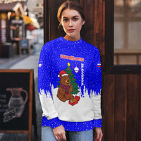 Slovenia Christmas Ugly Christmas Sweater with Bear Potica Cake Snowy Tree and National Emblem Design - Wonder Print Shop
