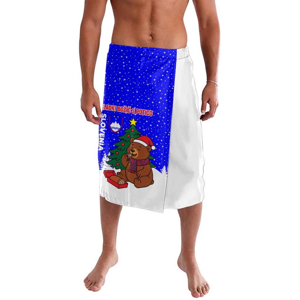 Slovenia Christmas Lavalava with Bear Potica Cake Snowy Tree and National Emblem Design - Wonder Print Shop