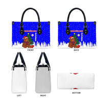 Slovenia Christmas Leather Bag with Bear Potica Cake Snowy Tree and National Emblem Design - Wonder Print Shop