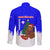 Slovenia Christmas Long Sleeve Button Shirt with Bear Potica Cake Snowy Tree and National Emblem Design - Wonder Print Shop