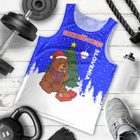 Slovenia Christmas Men Tank Top with Bear Potica Cake Snowy Tree and National Emblem Design - Wonder Print Shop