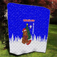 Slovenia Christmas Quilt with Bear Potica Cake Snowy Tree and National Emblem Design - Wonder Print Shop