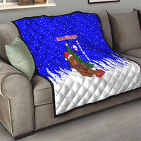 Slovenia Christmas Quilt with Bear Potica Cake Snowy Tree and National Emblem Design - Wonder Print Shop