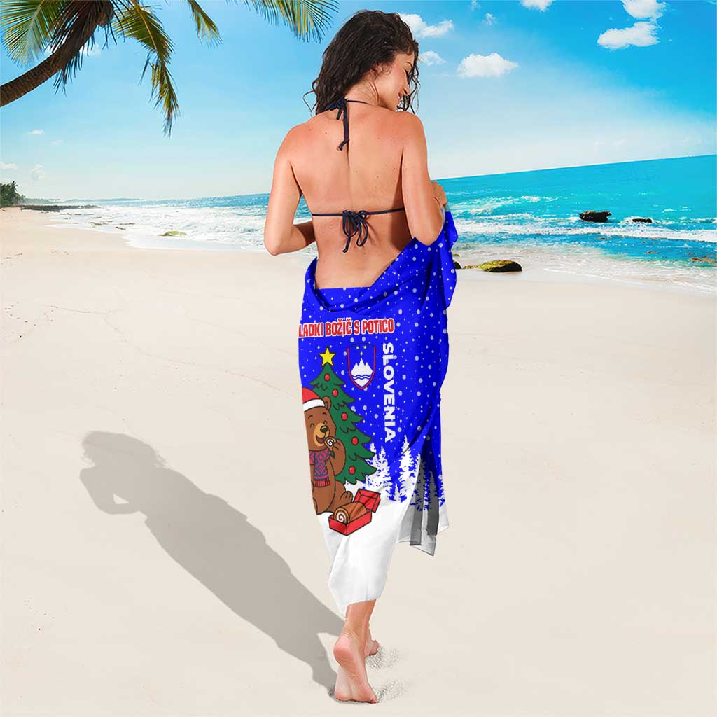 Slovenia Christmas Sarong with Bear Potica Cake Snowy Tree and National Emblem Design - Wonder Print Shop