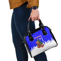 Slovenia Christmas Shoulder Handbag with Bear Potica Cake Snowy Tree and National Emblem Design - Wonder Print Shop