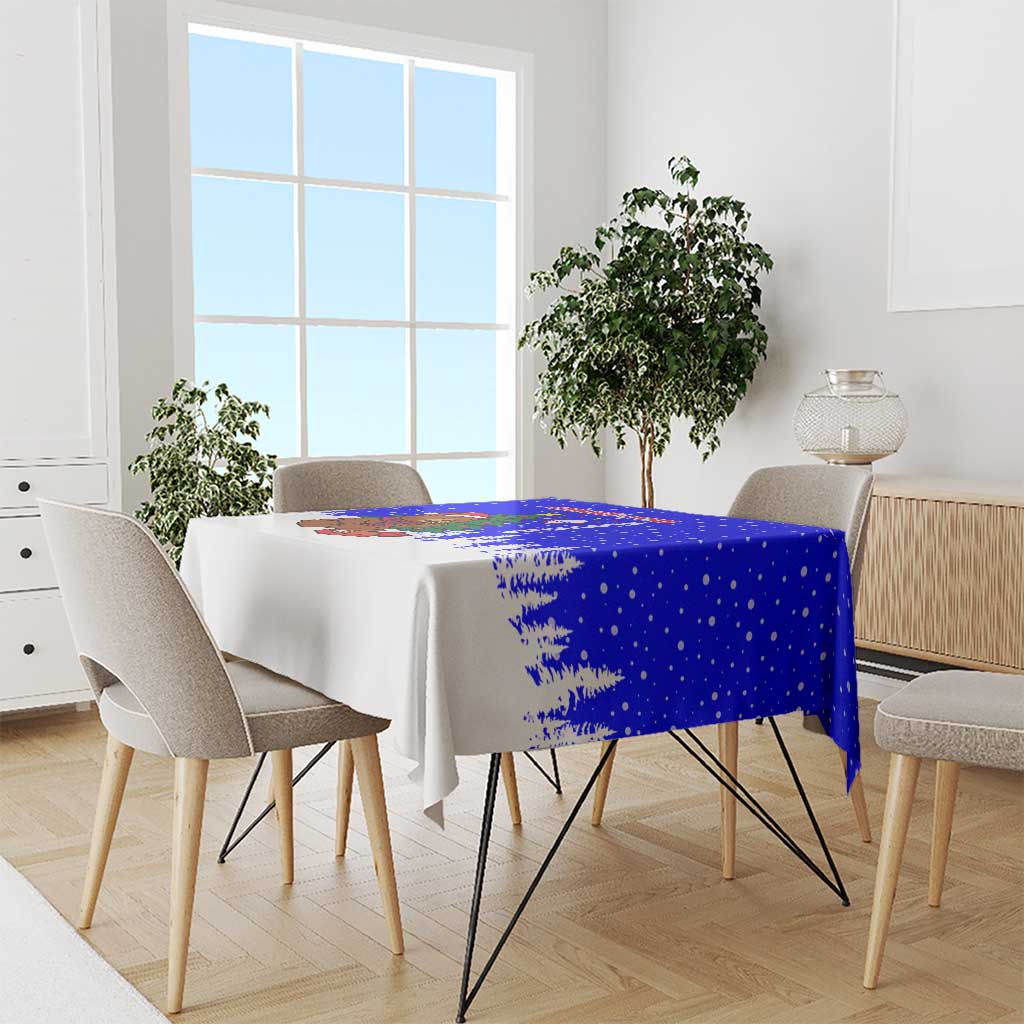 Slovenia Christmas Tablecloth with Bear Potica Cake Snowy Tree and National Emblem Design - Wonder Print Shop