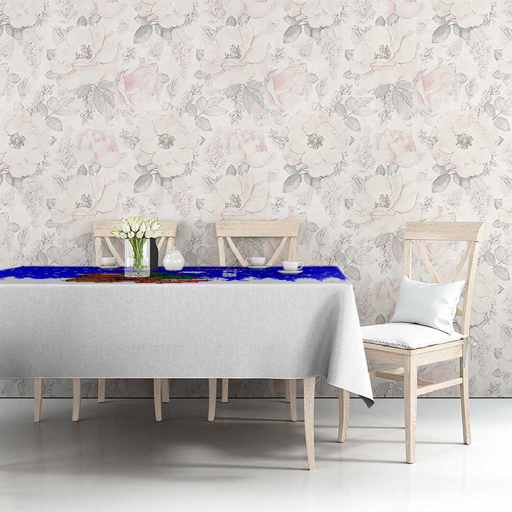 Slovenia Christmas Tablecloth with Bear Potica Cake Snowy Tree and National Emblem Design - Wonder Print Shop