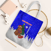 Slovenia Christmas Tote Bag with Bear Potica Cake Snowy Tree and National Emblem Design - Wonder Print Shop