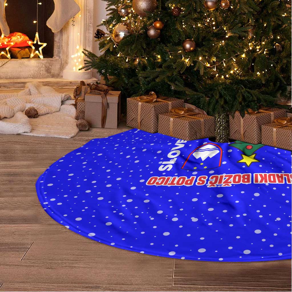 Slovenia Christmas Tree Skirt with Bear Potica Cake Snowy Tree and National Emblem Design - Wonder Print Shop