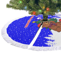 Slovenia Christmas Tree Skirt with Bear Potica Cake Snowy Tree and National Emblem Design - Wonder Print Shop