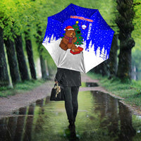 Slovenia Christmas Umbrella with Bear Potica Cake Snowy Tree and National Emblem Design - Wonder Print Shop