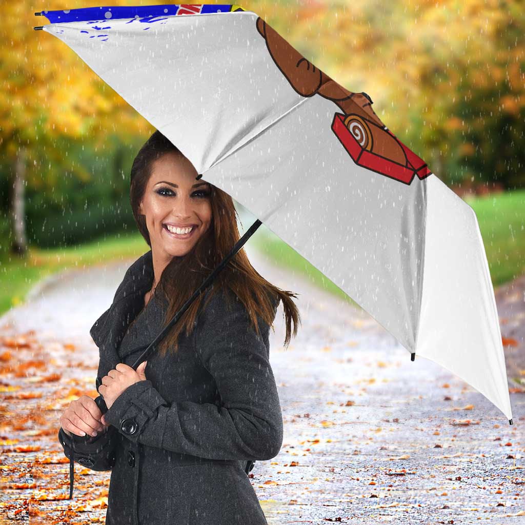 Slovenia Christmas Umbrella with Bear Potica Cake Snowy Tree and National Emblem Design - Wonder Print Shop