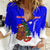 Slovenia Christmas Women Casual Shirt with Bear Potica Cake Snowy Tree and National Emblem Design - Wonder Print Shop
