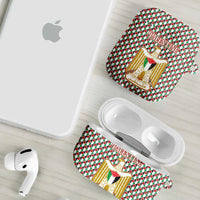 Palestine Christmas AirPods Case with Red-Green Pattern, Golden Eagle Emblem, and Jesus Holding Flag Motif - Wonder Print Shop